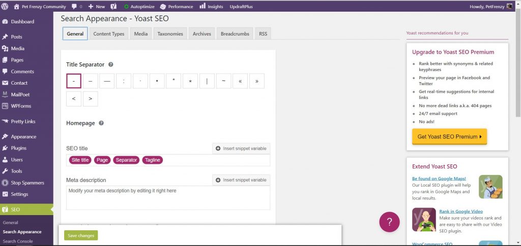 Search appearance in Yoast