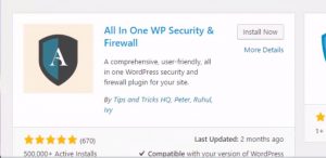 All in One WP Security And Firewall plug in