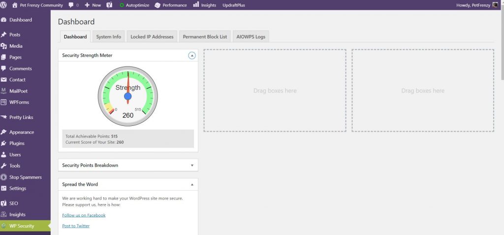 WordPress Security Dashboard