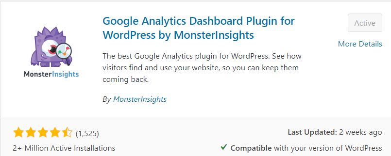 Monster Insights WordPress plugin