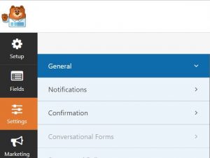 WP forms general settings 