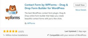 Wpforms plugin screen sheet of plugin for wordpress