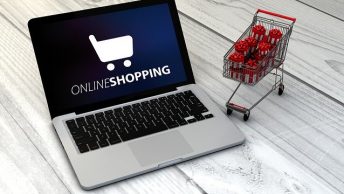 Online shopping on a laptop