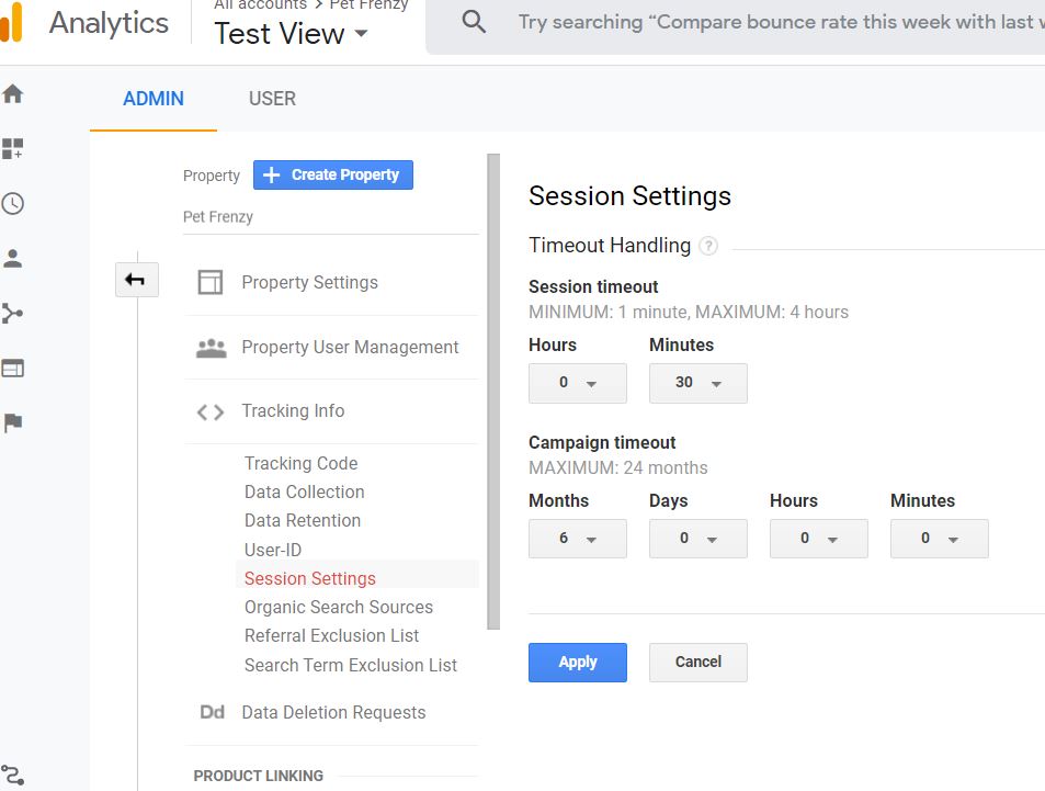 Session Settings to change session timeout