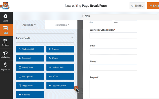 Drag and Drop features in wpforms