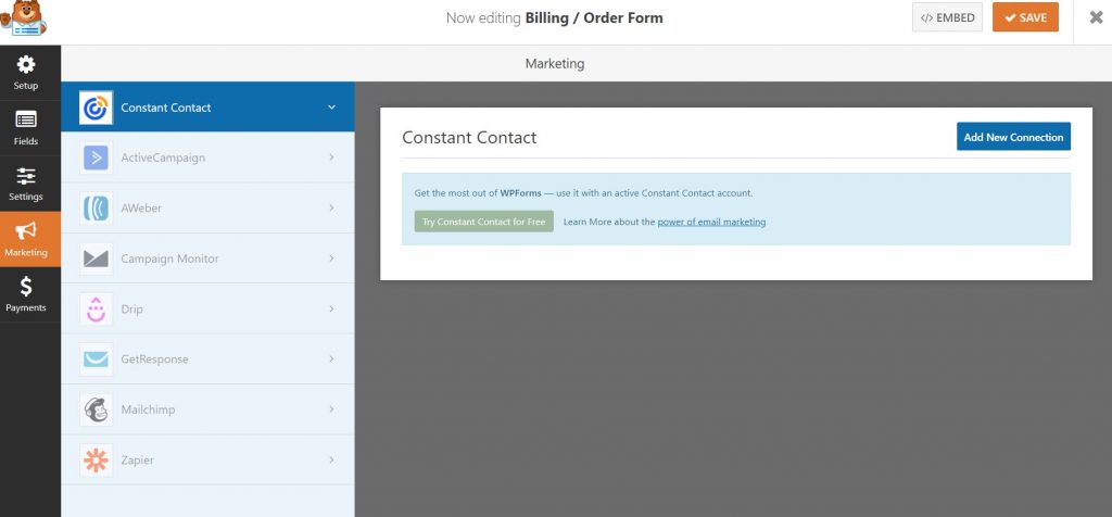 Constant connect with customers through your order form