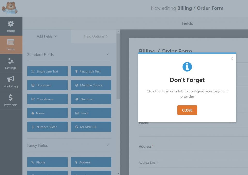 How to set up payments for your WordPress Order Form