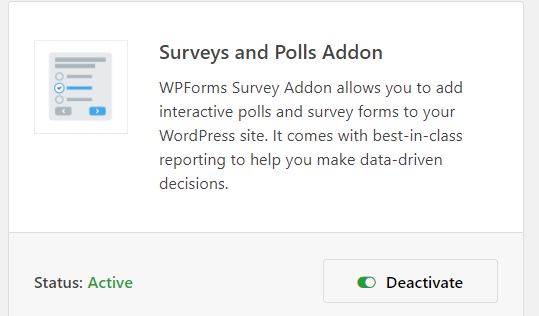 activate the Survey or Poll addon in WPForms