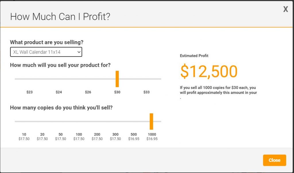 Profits on large calendar