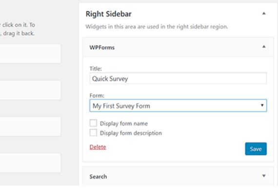 Widgets Sidebar in WPForms for Survey