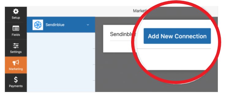 Add new connection to your sendinblue settings 