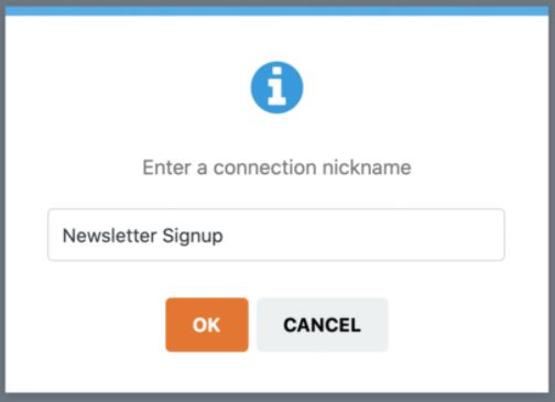 Enter a connection name with sendinblue and WPForms