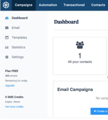 Sendinblue dashboard