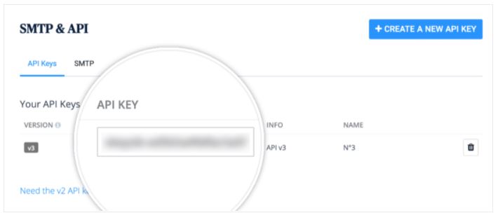 SMTP and API keys in your Sendinblue account dashboard